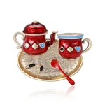 گل سینه طرح قوری و فنجان کد 1271 - Image 3
